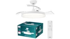 Philips Tynl Loftventilator med LED-lys, Ø106 cm, sammenfoldelige vinger, dæmpbar med justerbar farvetemperatur, fjernbetjening, hvid