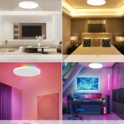 Plafond med CCT, RGBIC backlight, Ø30cm, 2800 lm, 39W, appstyring m. Tuya WiFi, inkl. fjernbetjening