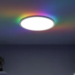 Plafond med CCT, RGBIC backlight, Ø30cm, 2800 lm, 39W, appstyring m. Tuya WiFi, inkl. fjernbetjening