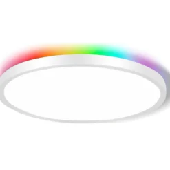 Plafond med CCT, RGBIC backlight, Ø30cm, 2800 lm, 39W, appstyring m. Tuya WiFi, inkl. fjernbetjening