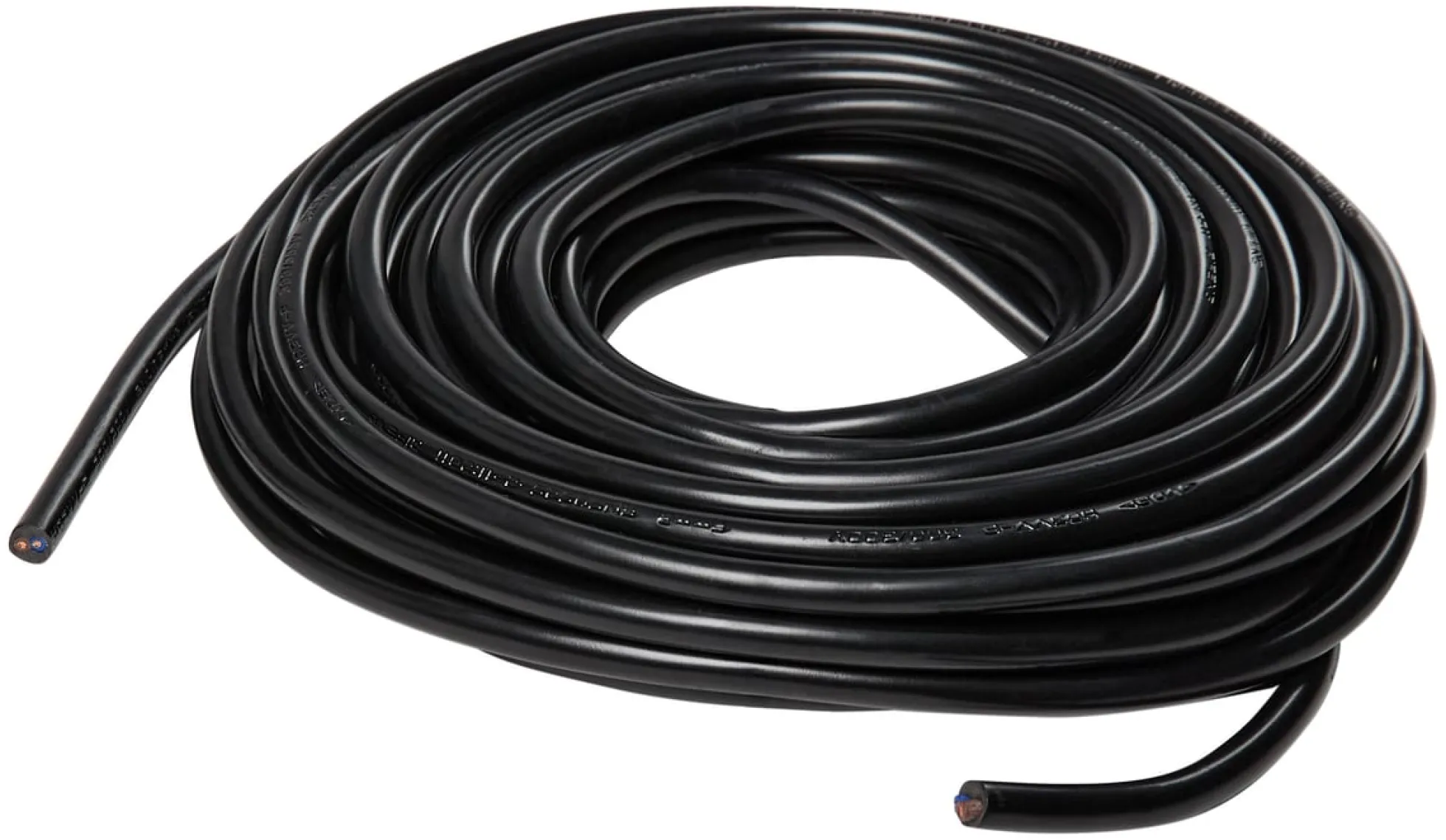 Plastledning, rund, 10 meter, sort, H03VV-F 2x0,75mm2 (PKL)