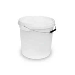 Plastspand, hvid, med låg, 20,1 liter