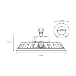 PLATEO 3 LED high bay, 100W, 17000 lumen, 90° spredning, IP65, DALI dæmpbar, 230V, 4000K