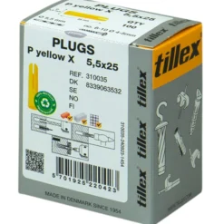 Plugs PX, 5,5 x 25 mm, 100 stk., gul - Tillex