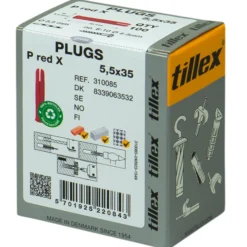 Plugs PX, 5,5 x 35 mm, 100 stk., rød - Tillex