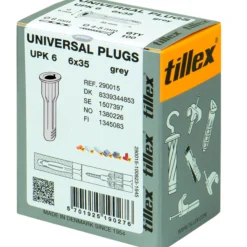 Plugs Uni UPK6, 6x35 mm med krave, grå (100) - Tillex - 100 stk