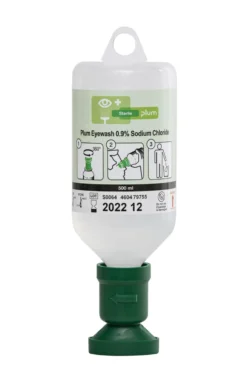Plum øjenskyl, 500 ml, 0,9% saltvand, med øjenkop, CE 4604