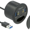 3 port in-desk hub USB, 1 x USB type-C og 2 x USB type-A +HD - Delock