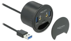 3 port in-desk hub USB, 1 x USB type-C og 2 x USB type-A +HD - Delock