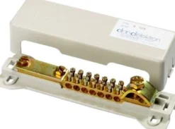 Potentialudligningsskinne H309 forniklet messing, 7x (2,5-25mm²) 1x (30x3,5mm) bånd