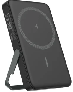 Power bank 5000 mAh, stand, wireless, PD 20 W, magnet, black