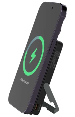 Power bank 5000 mAh, stand, wireless, PD 20 W, magnet, black