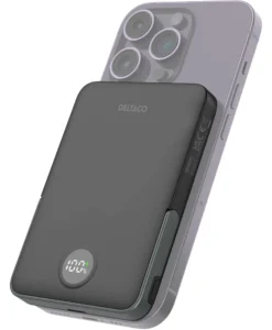 Power bank 5000 mAh, stand, wireless, PD 20 W, magnet, black