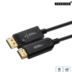 Premium Optic DP-HDMI kabel, DP 1.4, HDMI 2.0, 4K 60Hz, 18 Gbps, YUV4:4:4, EDID/HDCP2.2