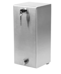 Purus sæbedispenser, vandalsikker, børstet rustfrit stål, 1000 ml, vægmonteret, B:131 x H:296 x D:124 mm, til TORK S1 produkter