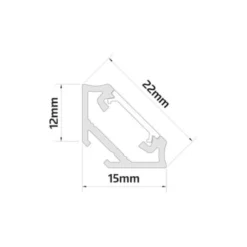 PVC hjørneprofil til LED strip, 15x15 mm