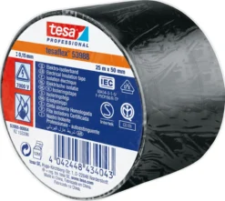PVC-isoleringstape, 50 mm x 25 m, sort - tesa