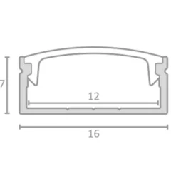 PVC profil til LED strip, inkl. cover, 16x7 mm