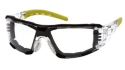 Pyramex Fyxate Foam sikkerhedsbrille, klar, grå/lime, aftageligt elastikbånd