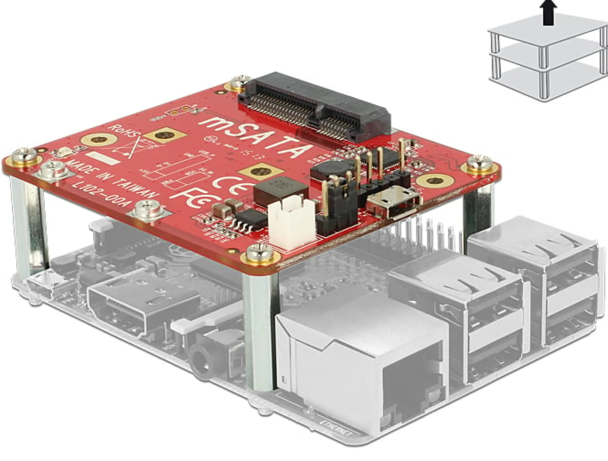 Raspberry mSATA module, Type Micro-B, incl. mounting kit
