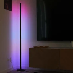 RGBIC hjørnelampe, gulvlampe, Wifi, app styring, 12W, 230V, 145cm, Aluminium