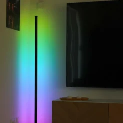 RGBIC hjørnelampe, gulvlampe, Wifi, app styring, 12W, 230V, 145cm, Aluminium