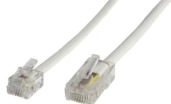 RJ11-RJ45 kabel, han/han, hvid, 6P/4C-8P/4C - MicroConnect