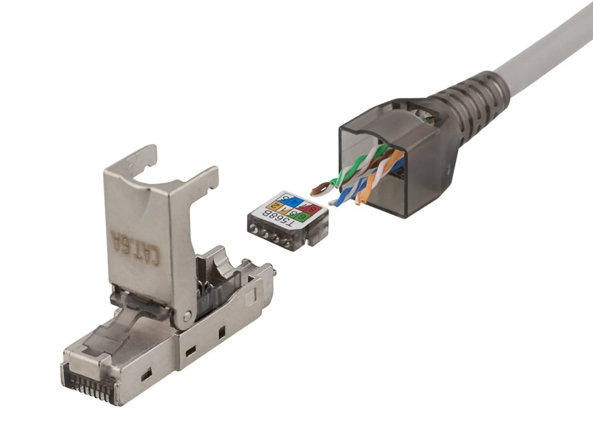 RJ45 stik, CAT6A, skærmet, Tool-Less, metal