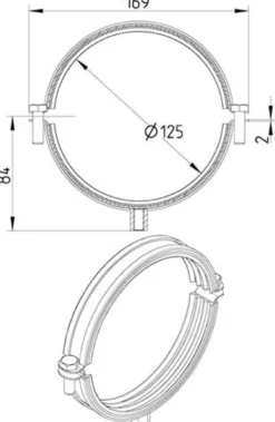 Rørbøjle KSB2, M8/10, Ø125-130 mm, elforzinket