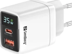 Sandberg 2-i-1 oplader, 1x USB-C, 1x USB, 35W