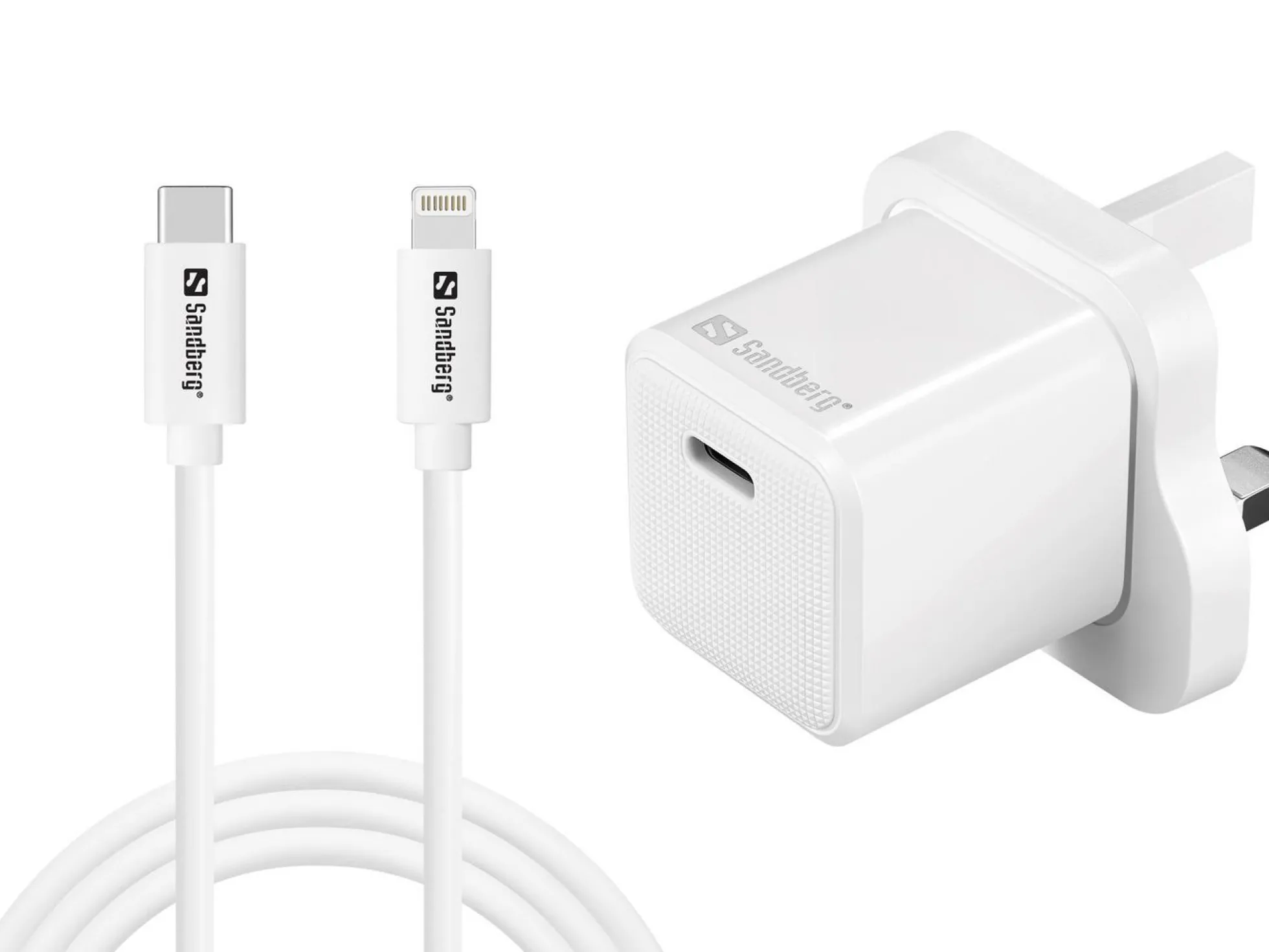 Sandberg USB-C AC 20W oplader, UK, med Lightning kabel, 1 meter