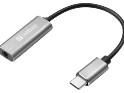 Sandberg USB-C audio adapter, USB til 3,5 mm, sølv/hvid