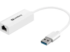 Sandberg USB3.0 gigabit netværksadapter, USB-A, RJ-45, han/hun, hvid