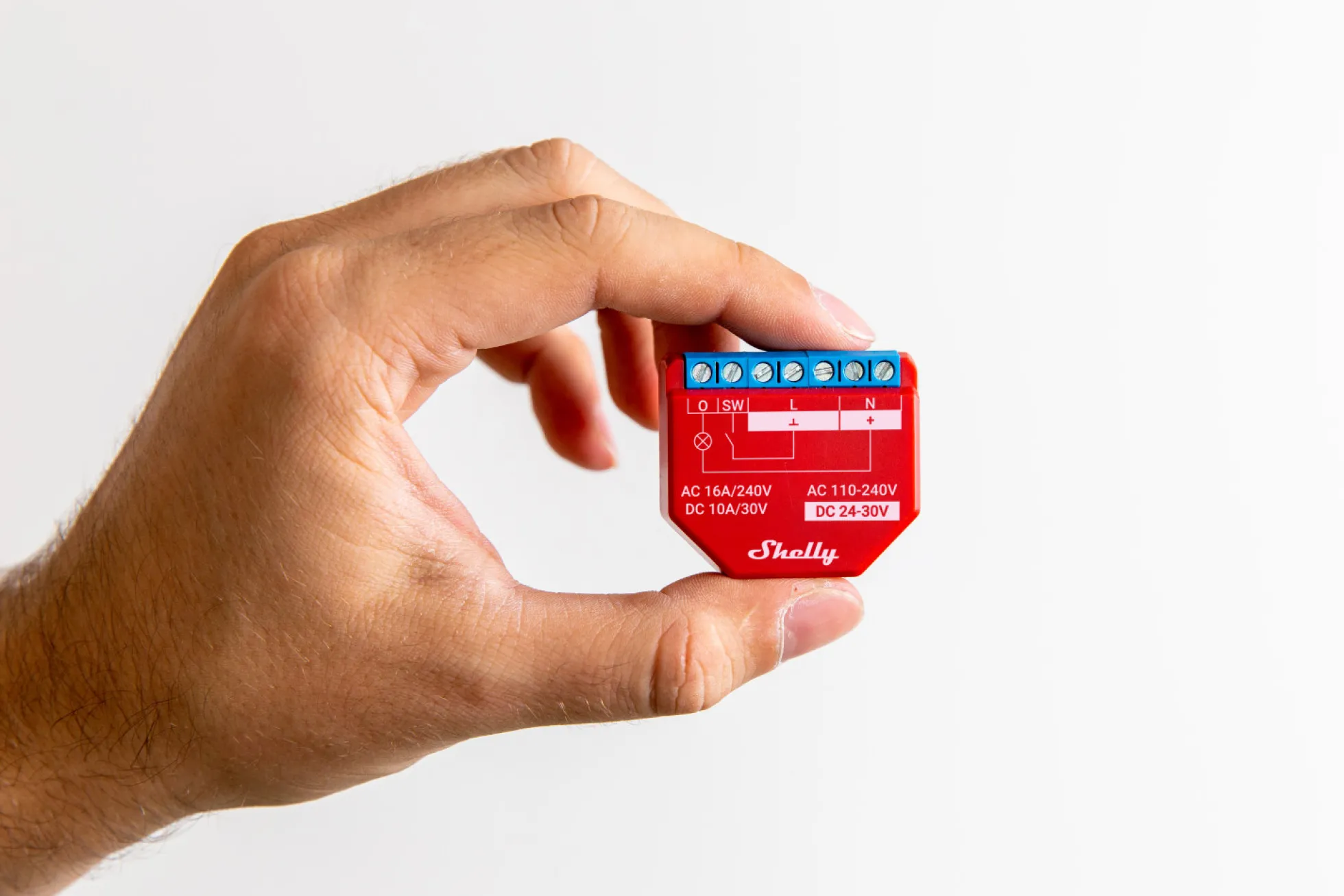 Shelly Plus 1PM - WiFi relæ med effektmåling, 24VDC/230VAC