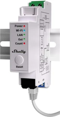 Shelly Pro EM 50A, Wifi, 1-faset energimåler, 2x50A