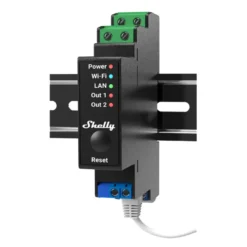 Shelly Pro 2PM, 2-kanals relæ med effektmåling, 2x16A, WiFi, til DIN-skinne