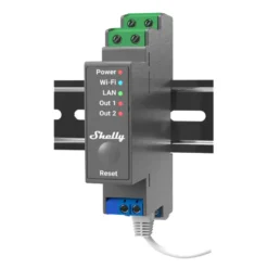 Shelly Pro 2, 2x16A relæ med potentialfrie kontakter, DIN-skinne