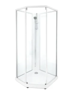 Showerama 10-5 classic femkantet brusekabine, 90x90 cm, hvid/klar