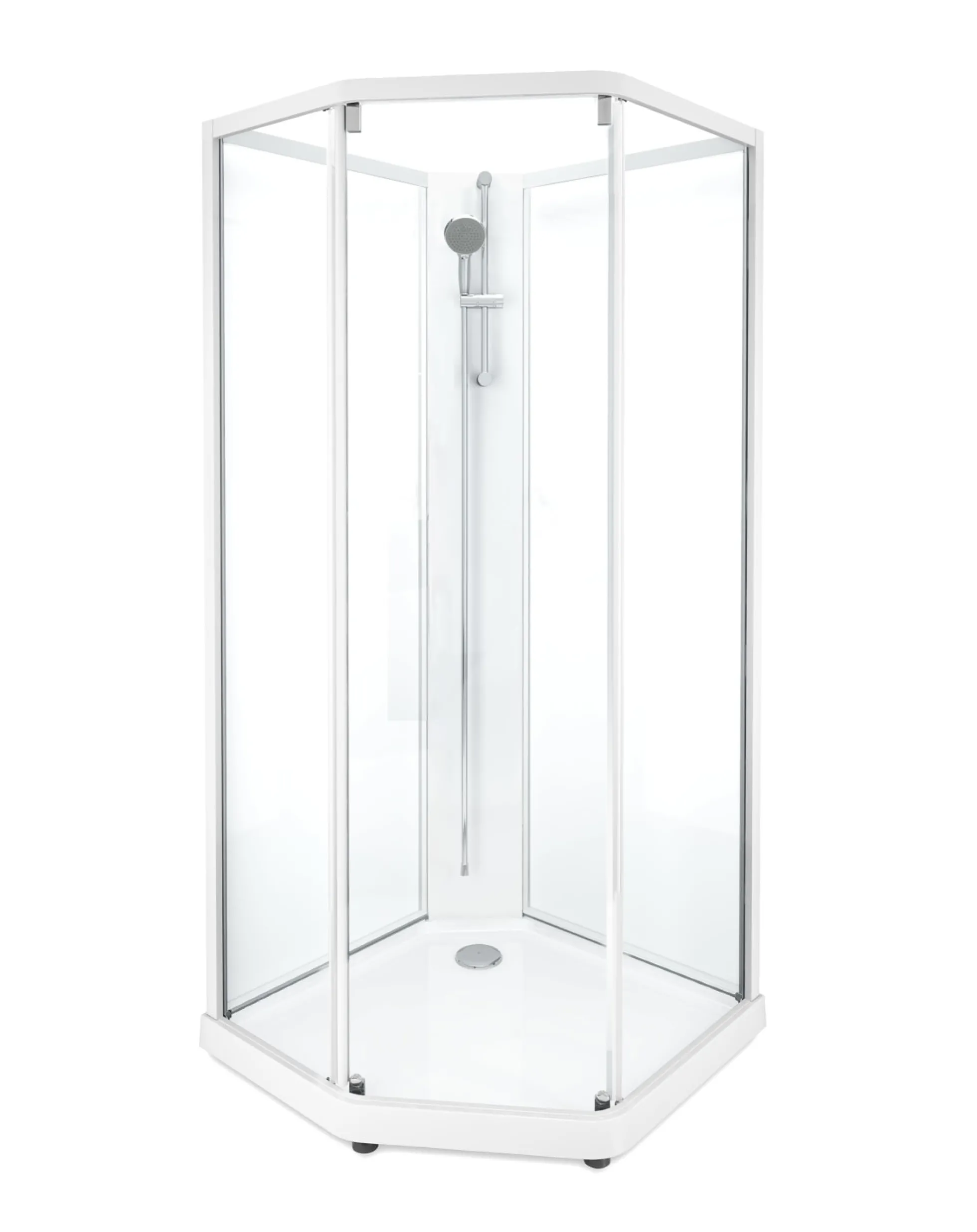 Showerama 10-5 classic femkantet brusekabine, 90x90 cm, hvid/klar