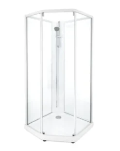 Showerama 10-5 classic femkantet brusekabine, 90x90 cm, hvid/klar
