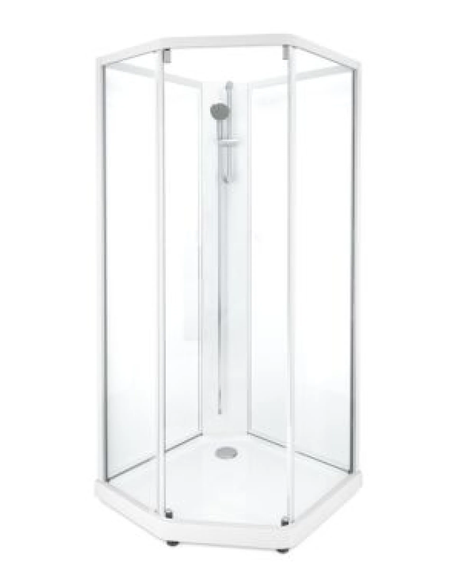 Showerama 10-5 classic femkantet brusekabine, 90x90 cm, hvid/klar