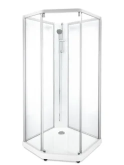 Showerama 10-5 classic femkantet brusekabine, 80x90 cm, alu/klar