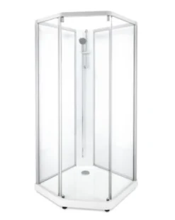 Showerama 10-5 classic femkantet brusekabine, 100x100 cm, alu/klar