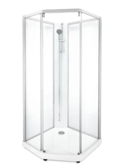 Showerama 10-5 classic femkantet brusekabine, 90x90 cm, alu/klar
