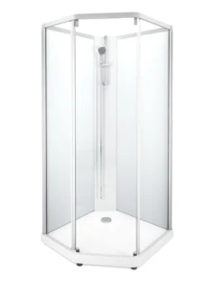 Showerama 10-5 classic femkantet brusekabine, 80x90 cm, hvid/frost