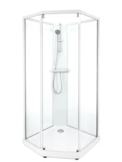 Showerama 10-5 classic femkantet brusekabine, 80x90 cm, hvid/frost