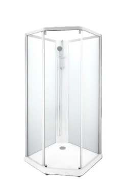 Showerama 10-5 classic femkantet brusekabine, 90x80 cm, alu/frostet glas