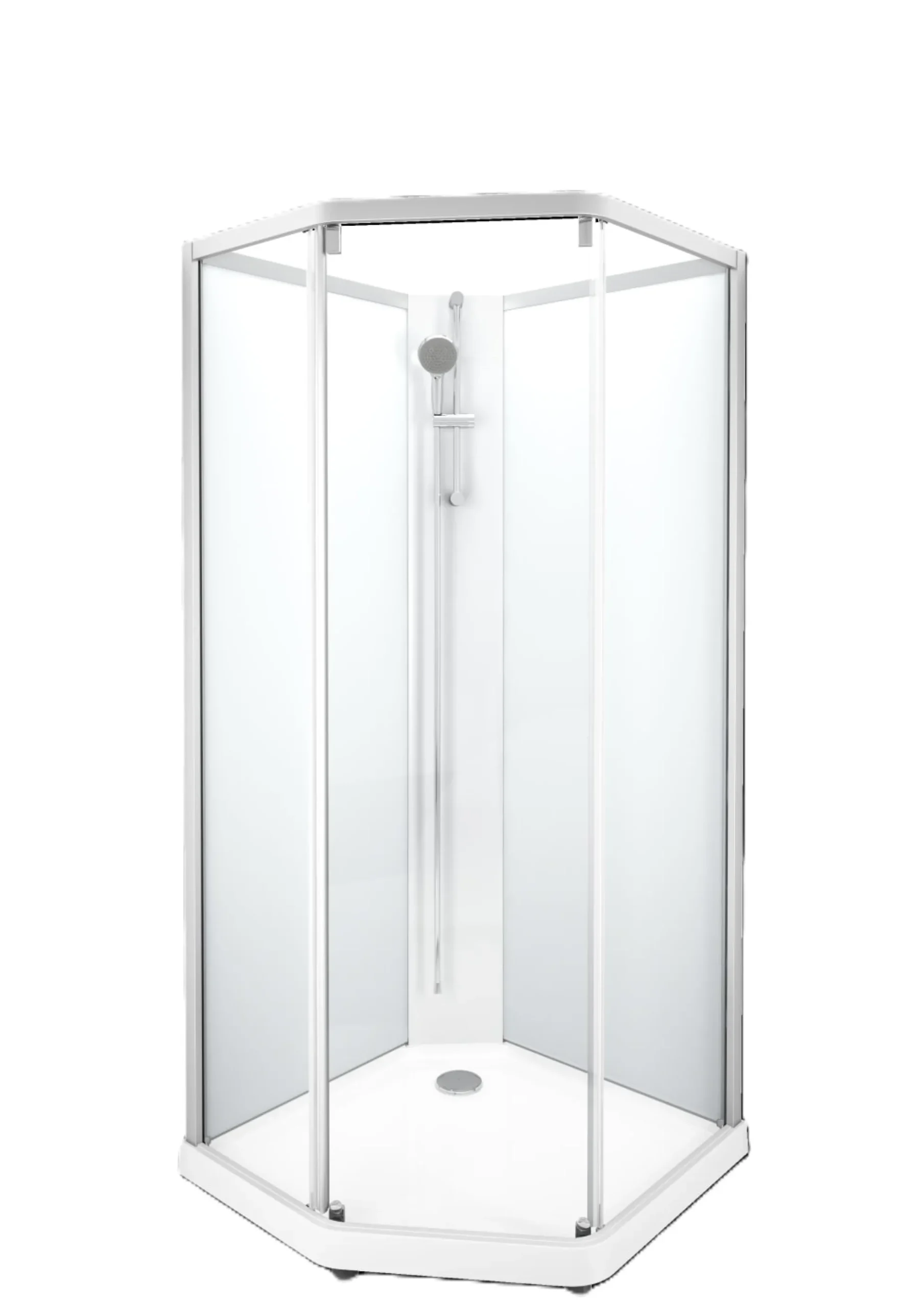 Showerama 10-5 classic femkantet brusekabine, 90x80 cm, alu/frostet glas