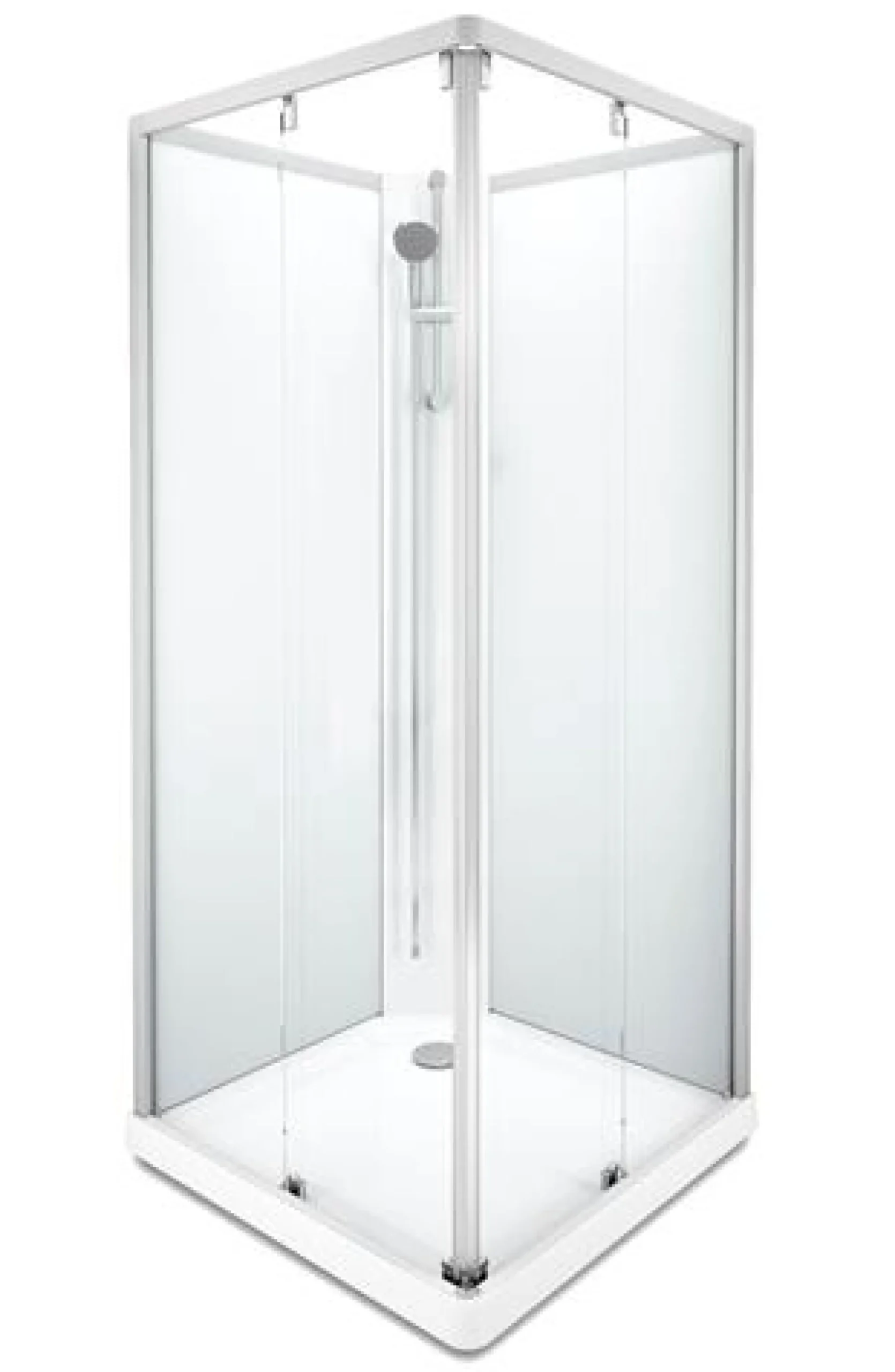 Showerama 10-5 classic rektangulær brusekabine, 90x90 cm, alu/frost
