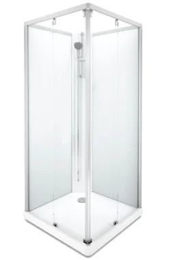 Showerama 10-5 classic rektangulær brusekabine, 90x90 cm, alu/frost